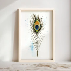 Image of a feather watercolor painting by Shayna Larsen, originals & prints available
