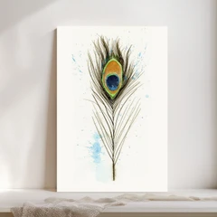 Image of a feather watercolor painting by Shayna Larsen, originals & prints available