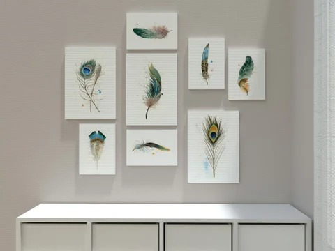 Image of a feather watercolor painting by Shayna Larsen, originals & prints available