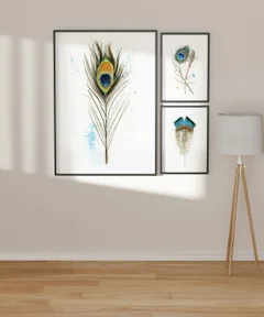 Image of a feather watercolor painting by Shayna Larsen, originals & prints available