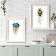 Image of a feather watercolor painting by Shayna Larsen, originals & prints available