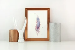 Image of a feather watercolor painting by Shayna Larsen, originals & prints available