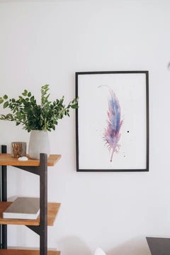 Image of a feather watercolor painting by Shayna Larsen, originals & prints available