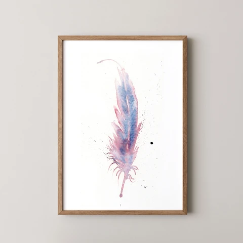 Image of a feather watercolor painting by Shayna Larsen, originals & prints available