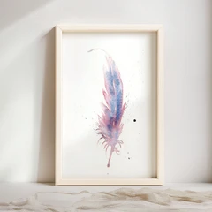 Image of a feather watercolor painting by Shayna Larsen, originals & prints available