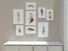 Image of a feather watercolor painting by Shayna Larsen, originals & prints available