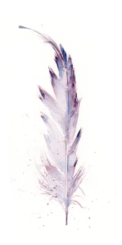 Image of a feather watercolor painting by Shayna Larsen, originals & prints available
