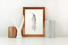 Image of a feather watercolor painting by Shayna Larsen, originals & prints available