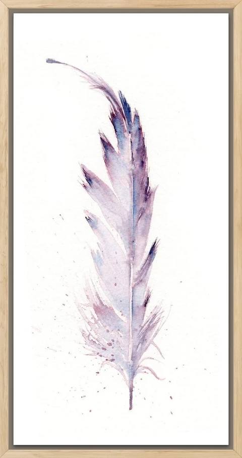 Image of a feather watercolor painting by Shayna Larsen, originals & prints available