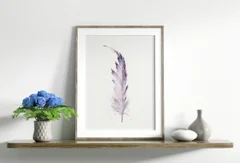 Image of a feather watercolor painting by Shayna Larsen, originals & prints available