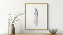 Image of a feather watercolor painting by Shayna Larsen, originals & prints available