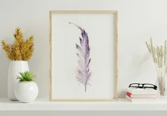 Image of a feather watercolor painting by Shayna Larsen, originals & prints available