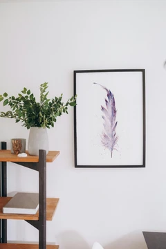 Image of a feather watercolor painting by Shayna Larsen, originals & prints available