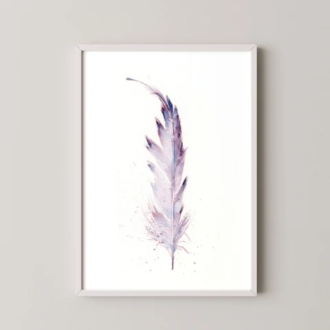 Image of a feather watercolor painting by Shayna Larsen, originals & prints available