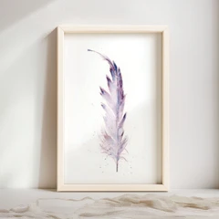 Image of a feather watercolor painting by Shayna Larsen, originals & prints available