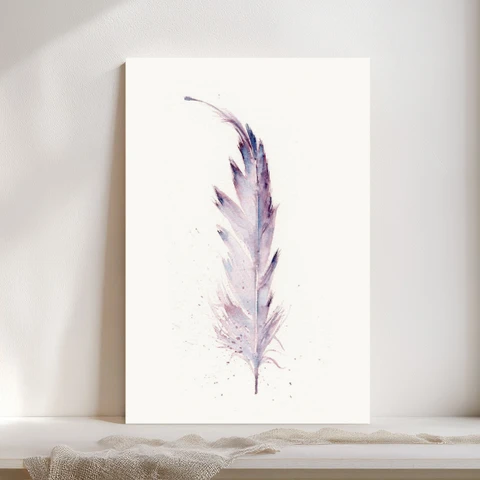 Image of a feather watercolor painting by Shayna Larsen, originals & prints available