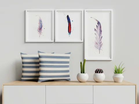 Image of a feather watercolor painting by Shayna Larsen, originals & prints available
