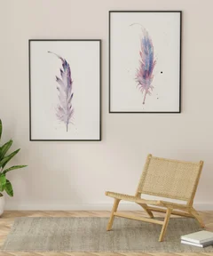 Image of a feather watercolor painting by Shayna Larsen, originals & prints available
