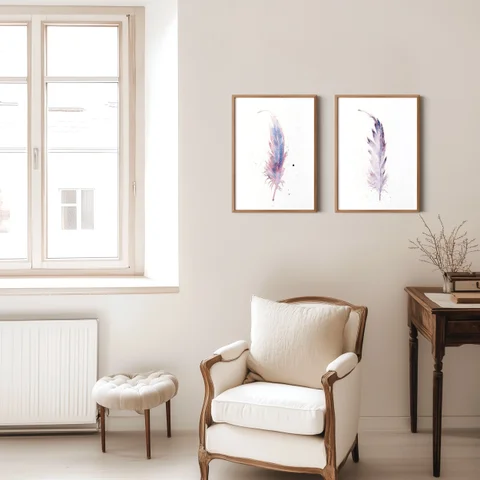 Image of a feather watercolor painting by Shayna Larsen, originals & prints available