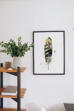 Image of a feather watercolor painting by Shayna Larsen, originals & prints available