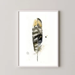 Image of a feather watercolor painting by Shayna Larsen, originals & prints available