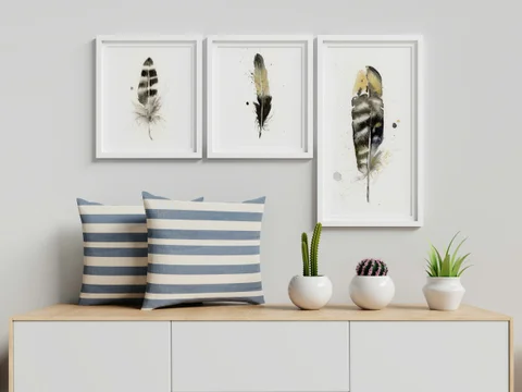 Image of a feather watercolor painting by Shayna Larsen, originals & prints available