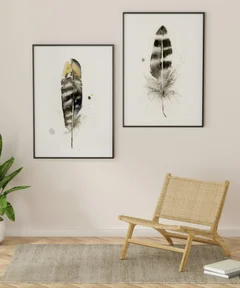 Image of a feather watercolor painting by Shayna Larsen, originals & prints available