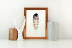 Image of a feather watercolor painting by Shayna Larsen, originals & prints available