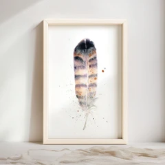 Image of a feather watercolor painting by Shayna Larsen, originals & prints available