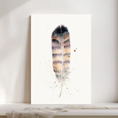 Image of a feather watercolor painting by Shayna Larsen, originals & prints available