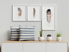 Image of a feather watercolor painting by Shayna Larsen, originals & prints available