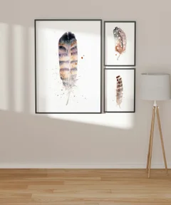 Image of a feather watercolor painting by Shayna Larsen, originals & prints available