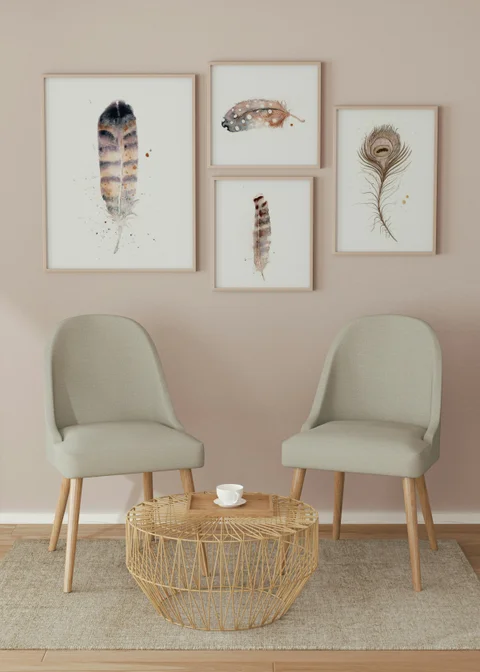 Image of a feather watercolor painting by Shayna Larsen, originals & prints available