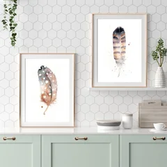 Image of a feather watercolor painting by Shayna Larsen, originals & prints available