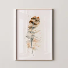 Image of a feather watercolor painting by Shayna Larsen, originals & prints available