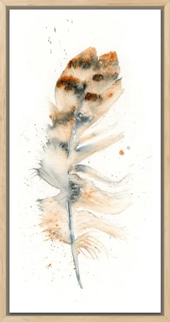 Image of a feather watercolor painting by Shayna Larsen, originals & prints available