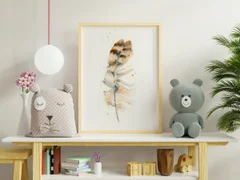 Image of a feather watercolor painting by Shayna Larsen, originals & prints available