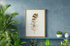 Image of a feather watercolor painting by Shayna Larsen, originals & prints available