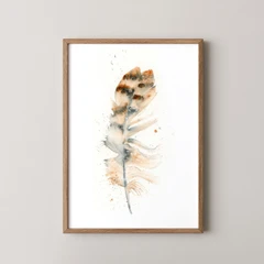 Image of a feather watercolor painting by Shayna Larsen, originals & prints available