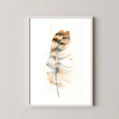 Image of a feather watercolor painting by Shayna Larsen, originals & prints available