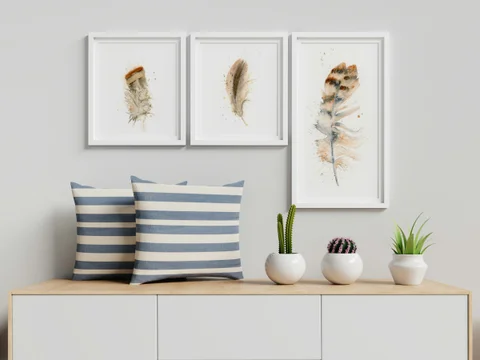 Image of a feather watercolor painting by Shayna Larsen, originals & prints available