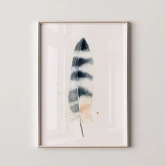 Image of a feather watercolor painting by Shayna Larsen, originals & prints available