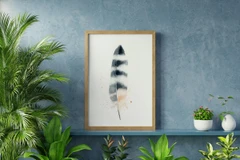 Image of a feather watercolor painting by Shayna Larsen, originals & prints available
