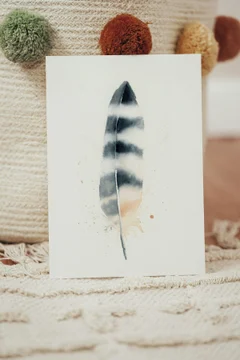 Image of a feather watercolor painting by Shayna Larsen, originals & prints available