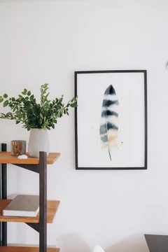 Image of a feather watercolor painting by Shayna Larsen, originals & prints available