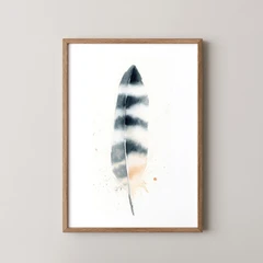Image of a feather watercolor painting by Shayna Larsen, originals & prints available