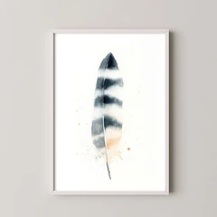 Image of a feather watercolor painting by Shayna Larsen, originals & prints available