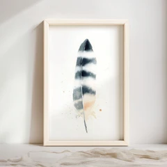 Image of a feather watercolor painting by Shayna Larsen, originals & prints available