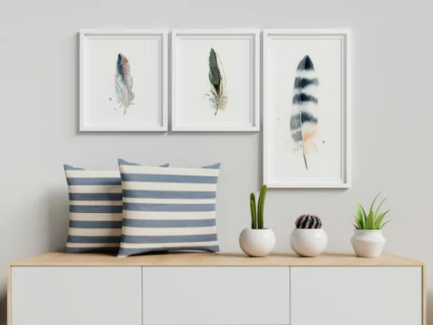 Image of a feather watercolor painting by Shayna Larsen, originals & prints available