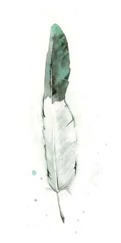Image of a feather watercolor painting by Shayna Larsen, originals & prints available